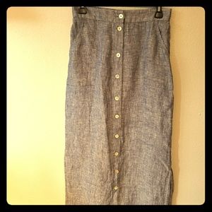 Blue linen maxi skirt